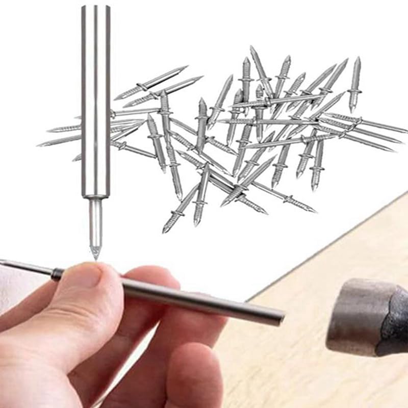 Generic 500Pcs Double-Head Skirting Thread Seamless Nail Double Headed Nails Invisible Security Screws with 5 Installation Tool Durable - (Color: Silver)