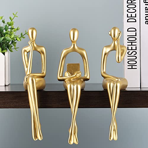Shengtian Resin Thinker Style Gold Decor Sitting Thinker Statue Abstract Sculpture, Bookshelf Decor Accents Resin Collectible Figurines For Home Office Living Room Table Desktop Decor (Bcd) #TOP1