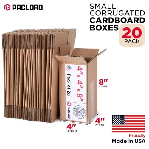 Image of Tall Cardboard Boxes 4 inchL x 4 inchW x 8 inchH (Pack of 20) - USA-Made Packing Boxes for Moving, Shipping, or Storage - USPS, UPS, FedEx Approved - Professional Packing Supplies for Moving