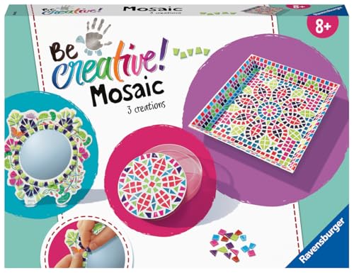 Ravensburger – Be Creative – Mosaïque Maxi – 3 Objets à réaliser – Décoration – Loisir créatif – Activité détente et créative – Dès 8 Ans – 18446