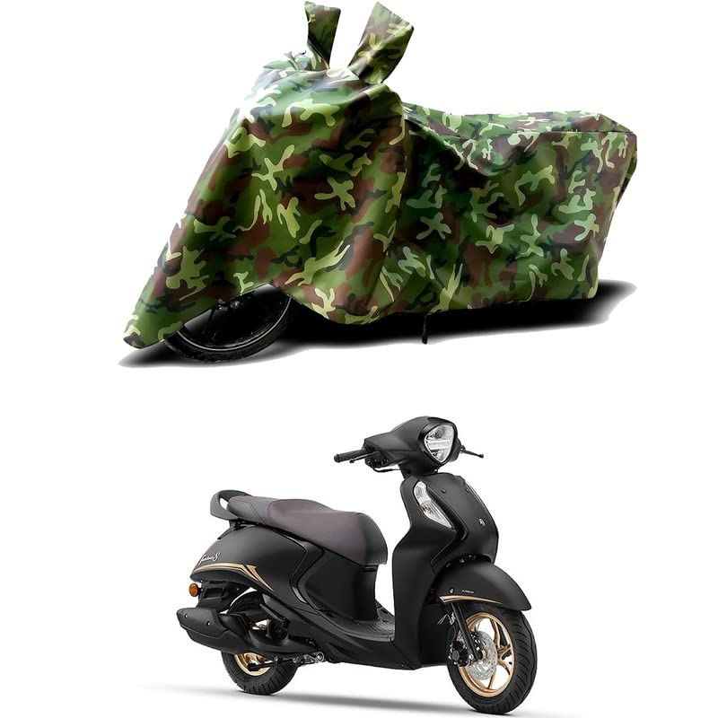Image of 100% Water Resistant Bike Scooty Two Wheeler Body Cover Compatible For Yamaha Fascino 125 DLX /UV-Rays /Heat Protection /Birds Dropping /Scratchproof /Dust proof /Waterproof /All Varient[Green MJ]