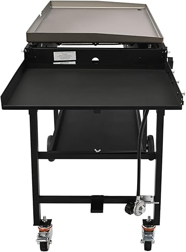 Miniatura 9 de Plancha de propano en el carrito, plancha manual resistente de 36 pulgadas, estación de cocina al aire libre con estantes laterales, plancha de gas
