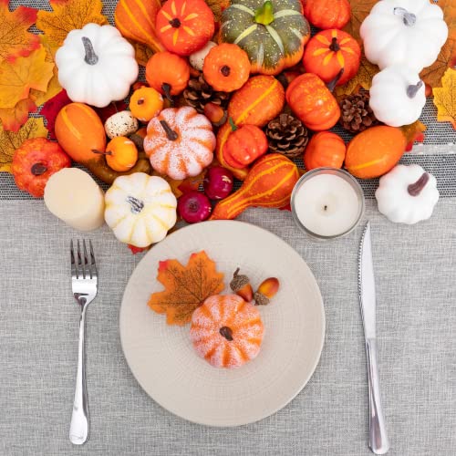image for joybest 178 Pcs Assorted Mini Artificial Pumpkins and Gourds Maple Lea
