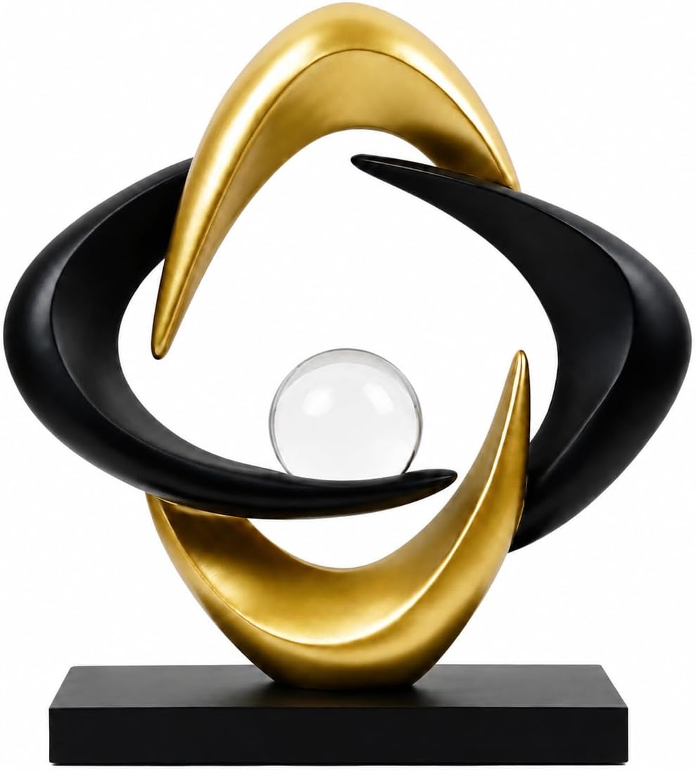 AWNR Gold and Black Abstract Art Shelf Decor for Men Office (Gold)