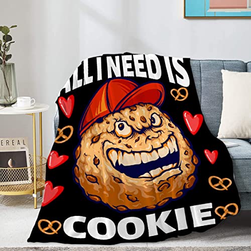 Homiehug All I Need is Cookie Soft Blanket Flannel Cozy Fuzzy Cute Animal Throws for Nap Bed Couch Home Decor Tapestries Child Plush Gifts All-Seasons 90