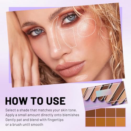 Image of Soft Matte Cream Concealer Palette | 8 Shades | Waterproof Full Coverage | Long Lasting Lightweight Formula | with Applicator for Blemishes Cover (Medium+Light)