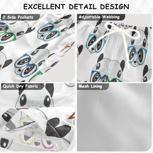 Swim Clothes for Boys, Toddler Swimming Trunks 2t, Cute Cartoon Pandas White3