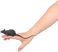 Vista 3 de Ratón de rata falsa para Halloween, ratón de plástico realista, bromas falsas, ratas chirriantes, espeluznantes, espeluznantes, espeluznantes