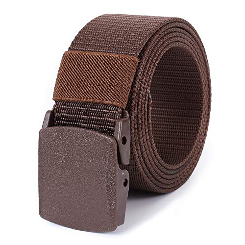 Mile High Life Nylon Web Belt Outdoor Military Belt With TSA Safe Plastic Buckle Belt Brown 510 Buckle