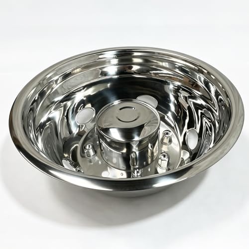 Image of 4pcs 19.5 inch Front Rear Polished Stainless Steel Dually Wheel Simulators,8 Lug 5 Hand Hole Bolt On Hub Caps,Skins Liners Wheel Covers w /Installation Tools for 1999-2004 Ford F450 F550 Super Duty C19F8