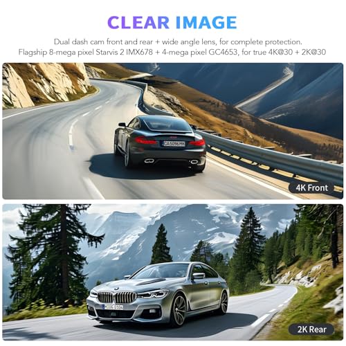 4K+2K Dual Dash Cam Front and Rear, Starvis 2 IMX678 with HDR - image 3