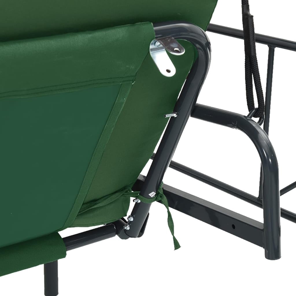 Dondolo da giardino a 3 posti, con tettuccio parasole, in acciaio verniciato a polvere, per terrazza e balcone, verde