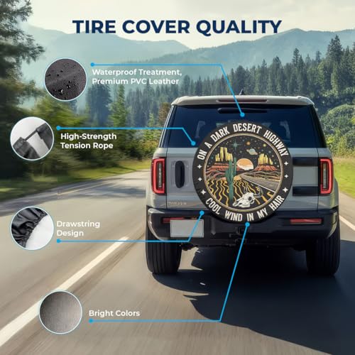 Image of GENANY Desert Cactus Father's Day PVC Spare Tire Cover for RV Trailer, Waterproof, Size 14 Fits 24-27 Inch
