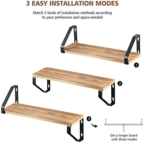 Tablettes flottantes murales Li-HIM ensemble de 3 étagères en bois massif rustique pour mur - 6