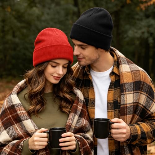 Image of ZOORON Beanie for Women Men Ski Watch Cap Cuffed Plain Skull Knit Hat Soft Fisherman Winter Hat