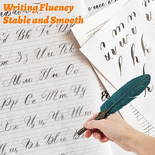 IWILCS Quill Pen, 12 Piece Feather Calligraphy Pen Set, Writing Quill Pens, Calligraphy Writing Ink Pen, Gift for Birthday Christmas, Empty Bottle No ink