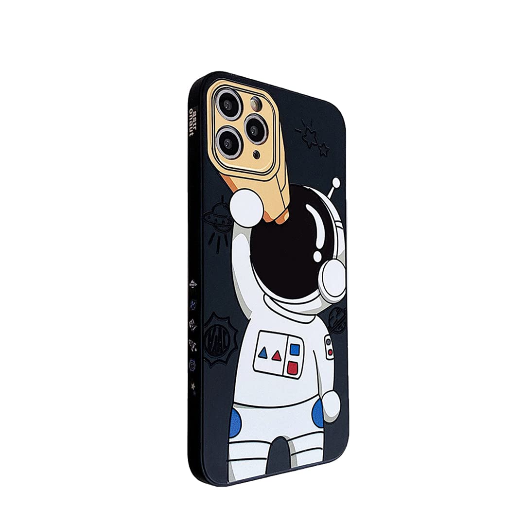 BeeTag Two Pieces Soft Silicone Case for iPhone 11 Pro MAX 6.5 Inch, Outer Space Astronaut Design TPU Cartoon Graphics Bumper Shockproof Anti-Slip Protective Case (HSJ)