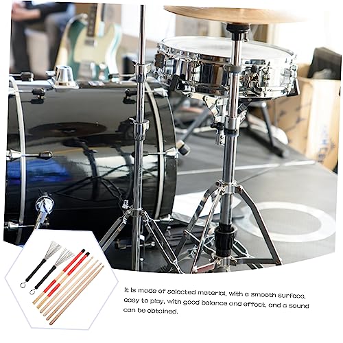 Juego de baquetas para batería con cepillo de alambre práctico y bolsa de almacenamiento para interpretación de jazz, material duradero para bateristas e instrumentos de percusión miniatura 4