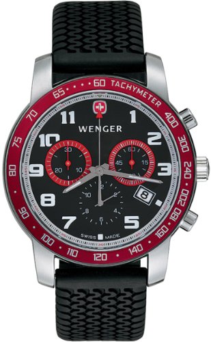 Wenger Men's 70801 Alpine Swiss Rallye Red Bezel Black Rubber