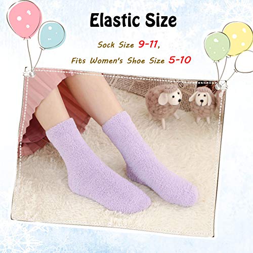 Image of LANLEO 5 /6 Pairs Womens Super Soft Fuzzy Plush Warm Winter Home Sleeping Slipper Socks