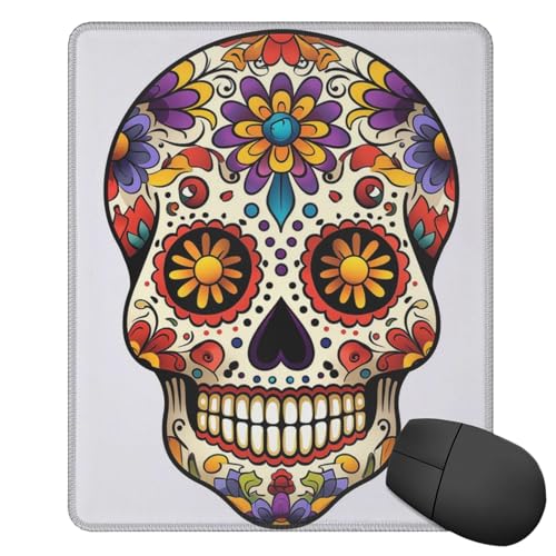 Tapis de souris pour ordinateur 25,4 x 30,5 cm, beau tapis de souris motif tête de mort, tapis de souris lavable avec base en caoutchouc antidérapant, tapis...