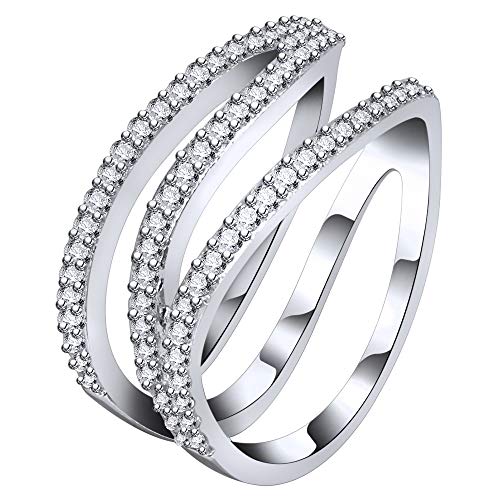 AoedeJ - Anillo para mujer, plata de ley 925, con forma de Z, para pavimentar anillos de boda, tamaño 7-9