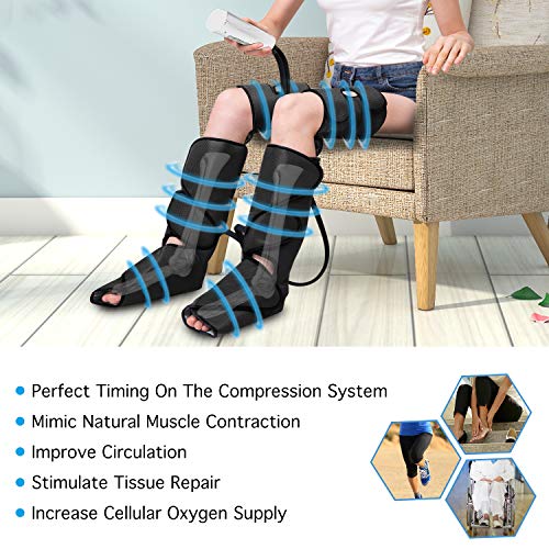 Image of CINCOM Leg Massager, Leg Compression Massager for Circulation and Pain Relief Air Compression Foot Calf Thigh Massager with Handheld Controller (Thigh & Calf & Foot)