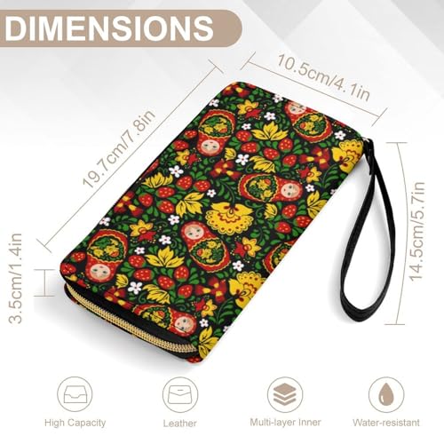 Matryoshka Doll Russia Memory Foam Wallets for Woman Travel Business Shopping Money Clips Handbag Purse Zipper Pocket Wallet Strap Purse2