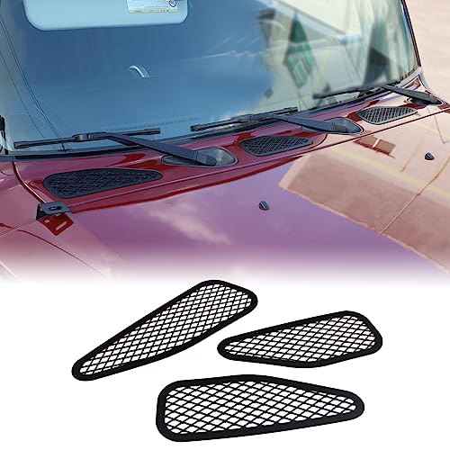 Aunginsy Car Front Hood Air Vent Cover Trim Compatible with Toyota FJ Cruiser 2007-2021+ Car Front Engine Hood Vent Outlet Protection Mesh Exhaust Port Decoration Net Aluminum Exterior Accessories