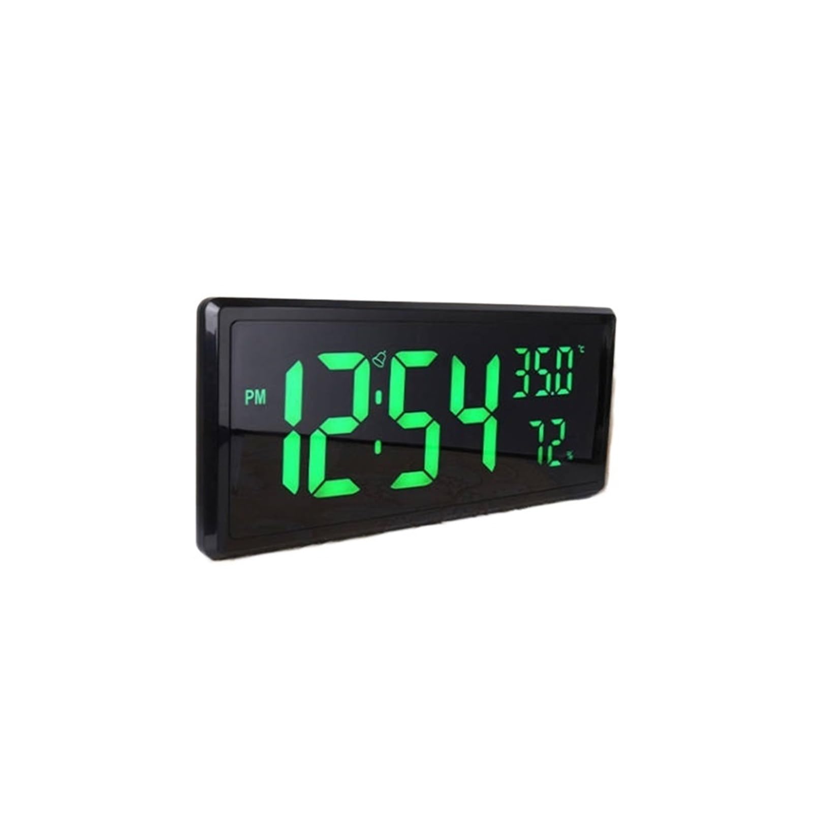 Budzik, Duży cyfrowy zegar ścienny z wyświetlaczem temperatury i wilgotności, tryb nocny, stołowy, 3 tryby wyświetlania, 12/24 godziny, elektroniczny LED dla Heavy Sleepera(Green)