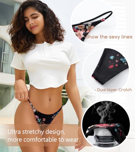 Image of chahoo Sexy Underwear for Women Thong Low Rise G-String Panties 5-Pack Low Waist T Back String Underpants Gift for Women