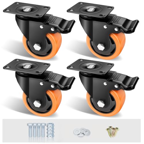 3" Swivel Plate Casters, 1000Lbs Capacity with Brake