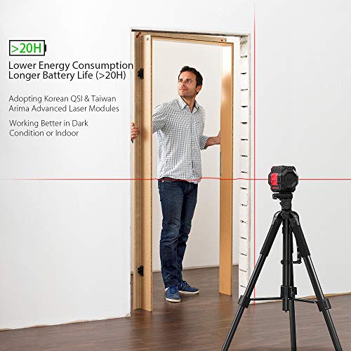 Laser Level, Meterk Cross Line Laser with Measuring Range 50ft, Switchable Self-Leveling Vertical and Horizontal Line, Rotatable 360 Degree with Flexible Magnetic Base, Battery Included - Thumbnail 2