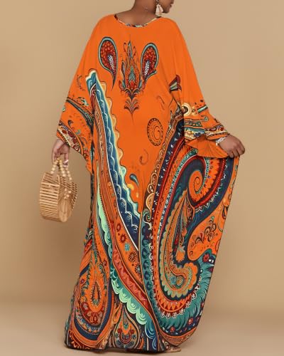 Image of Bsubseach Moo Moos for Women Batwing Sleeve Kaftan Dresses with Pockets