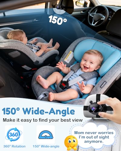 Image of Yakry HD 1080P Baby Car Camera: Easy to Install 150 Wide Angle Car Seat Camera - Ultra-Clear Night Vision Full Backseat View - Safe Driving for Newborn & New Moms
