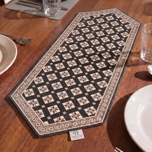 Image of Dining Table Runner for 4 Seater | Premium Viscose Rayon & Cotton Fabric | Washable Heat Resistant Decorative Table Cover for Dining Table | Modern Home Decor | 36 x 14 Inch | Grey