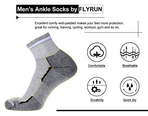Men's Athletic Ankle Quarter Socks Men Comfort Cushion Moisture Wicking Work Sock 6 Pack4