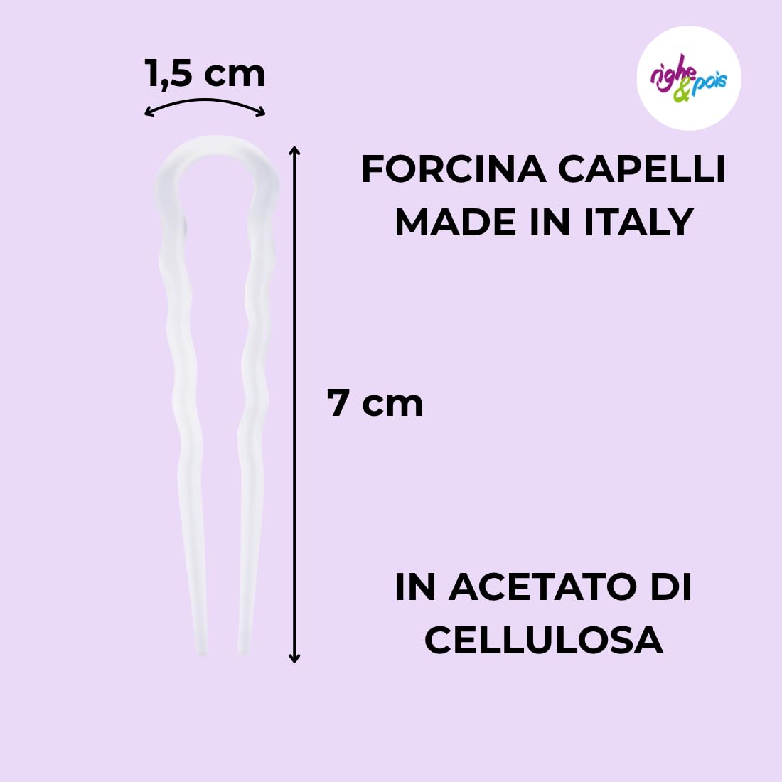 Righe e Pois Forcine Per Capelli Donna Ondulate Fermacapelli Made in Italy, 18 Forcelle Capelli Chignon Classiche in Acetato di Cellulosa - Set da 18 Fermacapelli 7 CM (Trasparente)