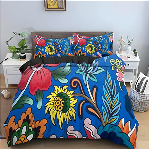 Housse de couette 90x190 peinture bleue microfibre pour lit enfant - 2