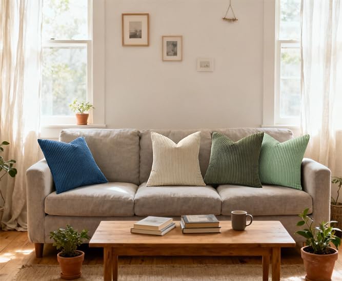 Miniatura 8 de Mecatny Juego de 2 fundas de almohada decorativas de pana de 20 x 20 pulgadas  20.0 x 20.0 in., para sofá y sala de estar, fundas de almohada