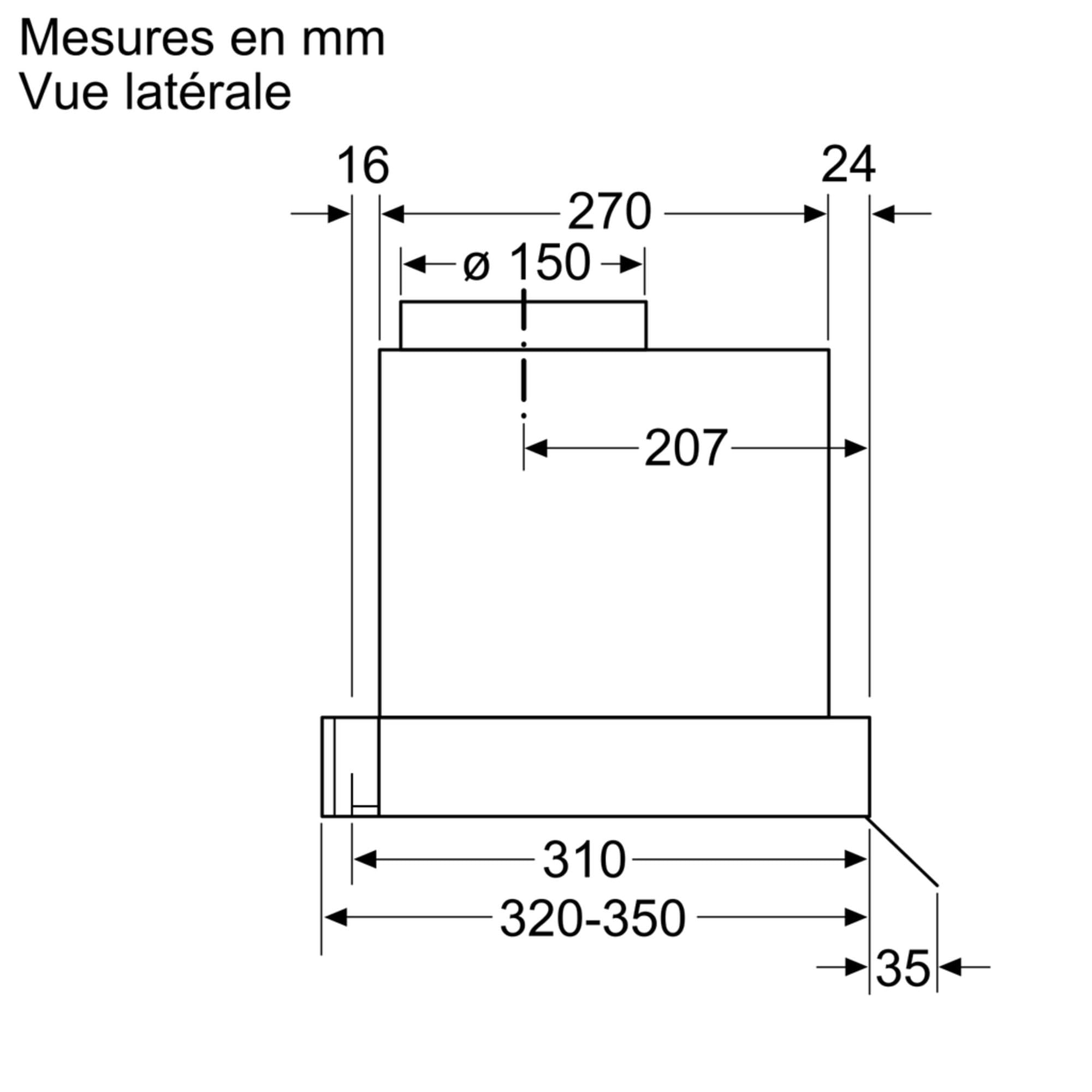 Bosch DBB66AF50, Hotte intégré Série 4, 3 vitesses d'aspiration, 60cm, Inox