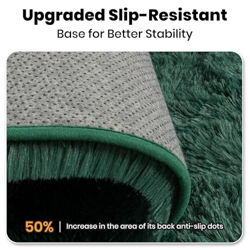 Zentavio Emerald Green Rugs for Bedroom 6x9 Dark Green Area Rugs for Living Room Fluffy Fake Grass Large Carpet for Kids Room Playroom Furry Shag Aesthetic Soft High Pile Washable Home Decor