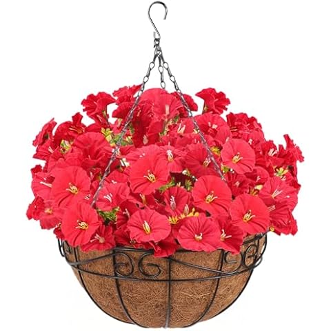 CEWOR Artificial Hanging Flowers in Basket Cover