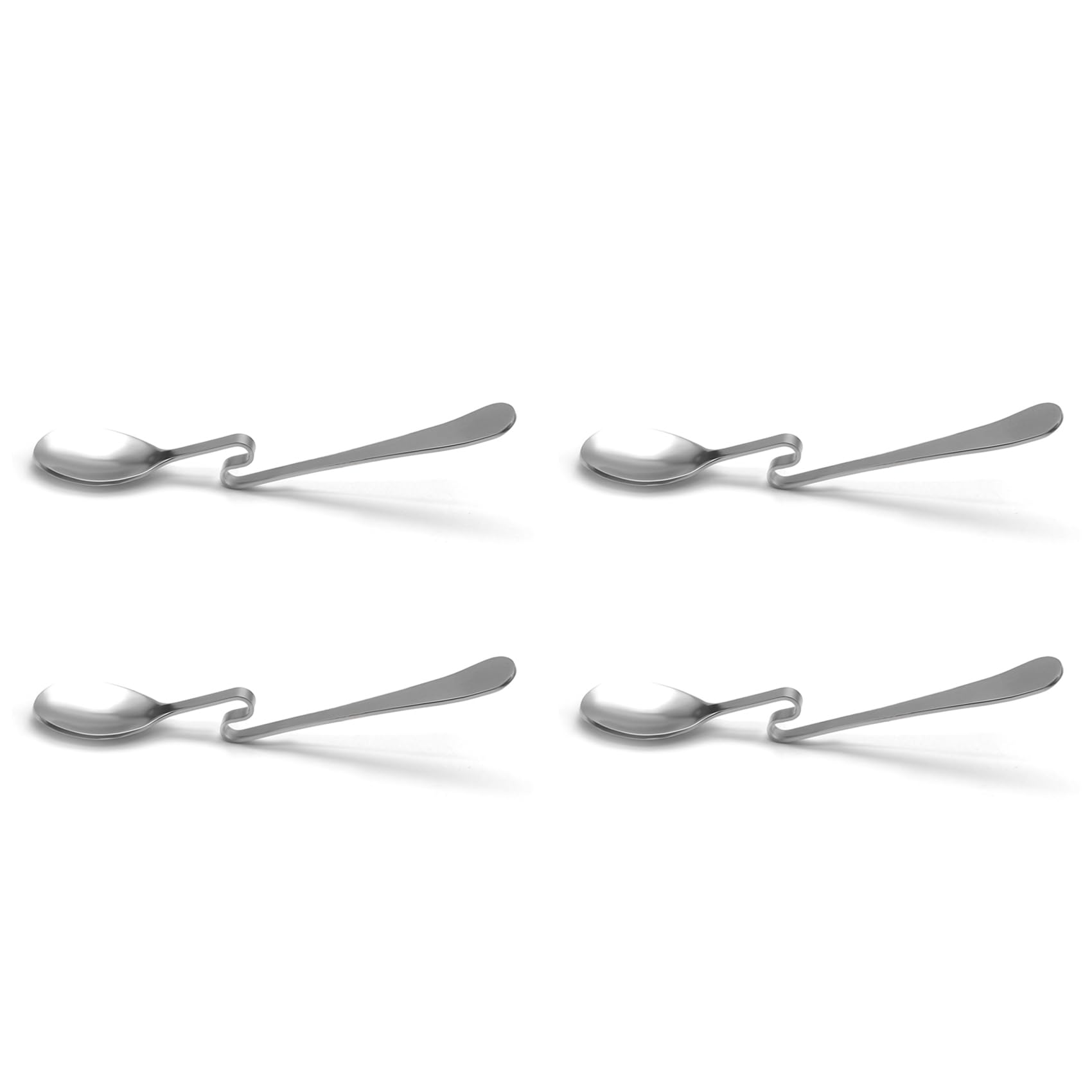 Hndhbfgrt 4X Cute Curved Spoon Teaspoon Condiment Drink Hanging Tea Coffee Dessert Stainless Steel Drink Tableware