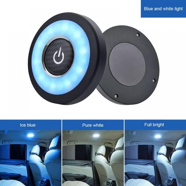 Image of CLOUDSALE Wireless Magnetic USB Charging LED Light Portable Round Universal Rechargeable Wireless Lamp For Car Interior(White /Blue)