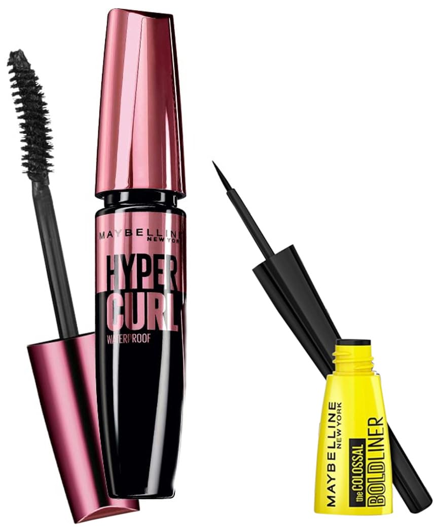 Maybelline New York Hypercurl Mascara Waterproof, Black, 9.2ml And Maybelline New York Colossal Bold Eyeliner, Black, 3g-image-16