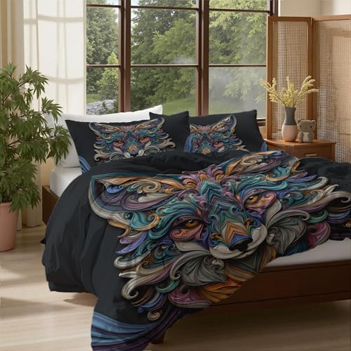 Housse de couette 220x240 renard quilling en microfibre chic - 3