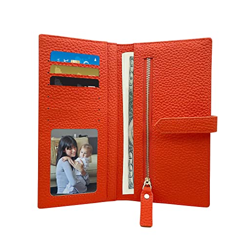 | Women Wallet | Soft Leather Designer Bifold | Multi Card Organizer Lady Clutch | Orange…4