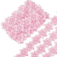 Bordure Dentelle Perles Fleur GORGECRAFT 3 Yards - 35mm Blanc/Rose Pour Couture Et Mariage