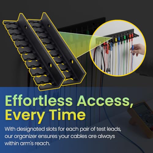 Image of Wall Mount Test Leads Probe Pairs, Banana Cables Organizer for Tidy and Efficient Cable Hangers for Test Leads, Easy Access for Increased Productivity and Lead Management - 2 Pack